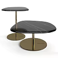 Modern Irregular Shaped Coffee Tables Featuring White And Black Marble Tops With Gold Metal Bases