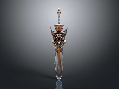 Elegant Ornate Sword With Metallic Blade And Decorative Engraved Hilt Design 3d model