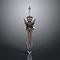 Elegant Ornate Sword With Metallic Blade And Decorative Engraved Hilt Design