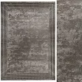 Modern Gray Square Rug With Detailed Textured Pattern And Soft Fabric Finish