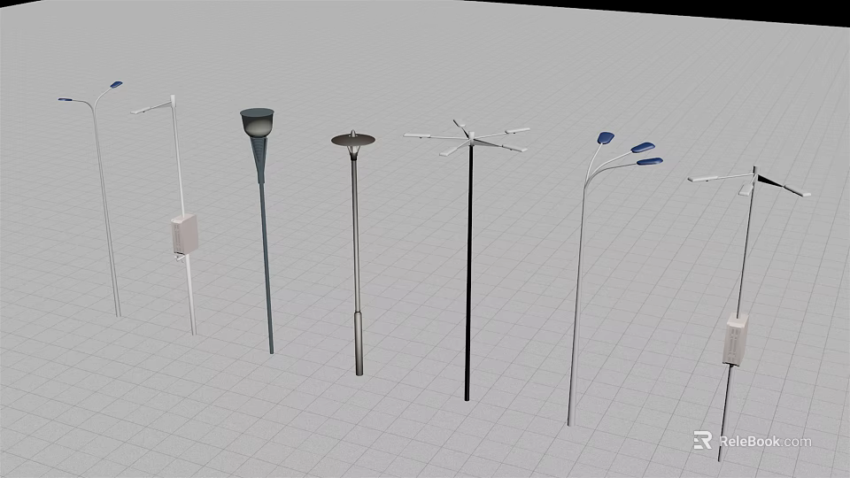 Multiple Types of Outdoor Lights with Street Lamps Garden Fixtures and Modern Designs 3d model 