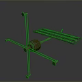 3D Rendered Satellite Model With Solar Panel Array And Support Arms