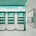 Modern Eye Care Store Interior With Reception Desk And Circular Light Green White Patterns