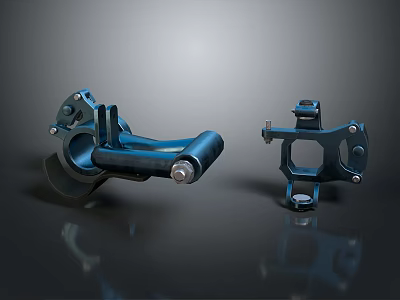 Blue Metal Hardware Tools Components With Bolt And Hole Design 3d model