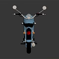 Blue Vintage Motorcycle With Black Seat And White Wall Tires Chrome Details
