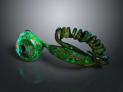 Vintage Green Patina Bronze Household Item With Coiled Design For Daily Use 3d model