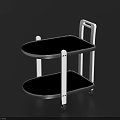 Contemporary Two Tier Side Table With Glass Top Metal Frame And Rolling Wheels