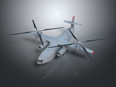 Large White Transport Airplane With Four Propellers And Red Tail 3D Rendering 3d model