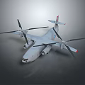 Large White Transport Airplane With Four Propellers And Red Tail 3D Rendering