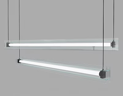 Modern Linear Pendant Lights With Glass Enclosure And Hanging Design For Contemporary Interior Lighting 3d model