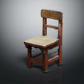 Vintage Wooden Chair With Worn Texture Simple Design And Solid Wooden Legs