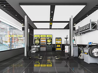Professional 4S Shop Interior With Car Lifts Tool Racks And Vehicle Repair Equipment 3d model