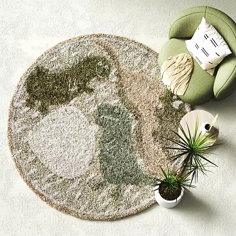 Modern round carpet decoration 3d model