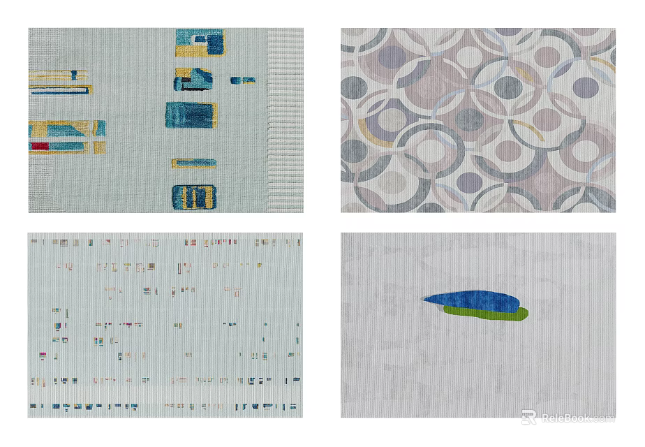 Modern Square Carpet With Circular Patterns And Colorful Geometric Design Details 3d model 