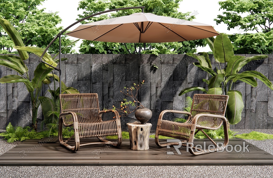 Modern Rattan Outdoor Chair Recliner Leisure Chair Plantain Plant Pile model