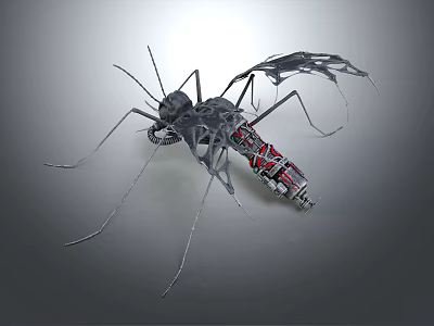 Mechanical Mosquito With Intricate Metal Wings And Detailed Structure Design 3d model