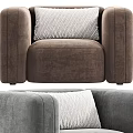 Modern Single Sofa With Rounded Arms Soft Plush Fabric And Textured Accent Pillow