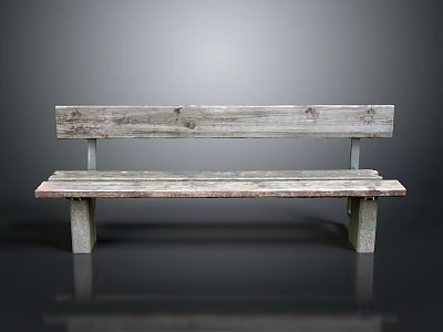 Vintage Wooden Bench Furniture With Distressed Seat And Backrest Details 3d model