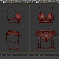 Pink Lingerie Set Bralette and Panty with Heart Patterns and Sheer Mesh Design