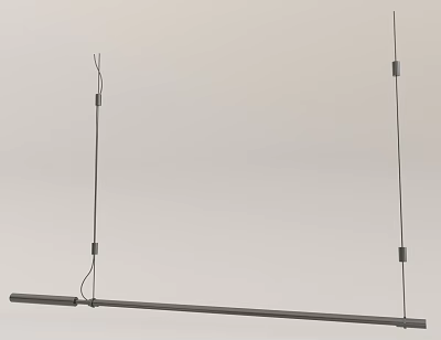Modern Minimalist Linear Chandelier With Black Metal Frame And Hanging Wires 3d model