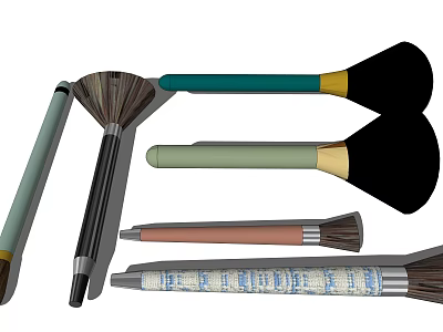 Perfume Cosmetics Makeup Brushes Set With Soft Bristles And Colorful Decorative Handles Design 3d model