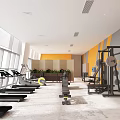Modern Fitness Gym With Spacious Interior Treadmills Weightlifting Equipment And Large Windows