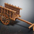 Traditional Wooden Cart With Large Spoked Wheel Wooden Frame And Rope Bindings