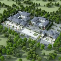 Birds Eye View Planning of Integrated Building Complex With Lush Greenery and Open Spaces