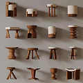 Various Wooden Stools With Different Shapes And Modern Design For Home Decor