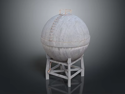 Spherical Industrial Equipment With Metal Storage Tank And Ladder Access Stand 3d model