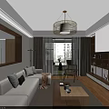 Modern Living Dining Room Interior With Open Concept Sofa Coffee Table And Wooden Floor