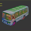 White Bus Exterior With Red Marks Multiple Windows And Blue Stripe Design 3d model
