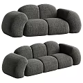 Modern Double Sofa With Round Armrests Soft Fabric And Neutral Colors 3d model