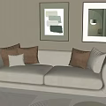 Cream style double sofa 3d model