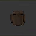 Brown Office Chair With Armrests Rolling Wheels And Worn Texture On Dark Background