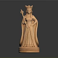 Elegant Woman Statue Wearing Crown Holding Scepter in Long Robe with Courage Inscribed Base