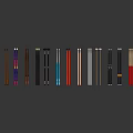 Colorful Art Painting Brushes With Various Designs Neatly Arranged On Dark Reflective Surface
