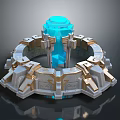 3D Circular Ornamental Structure With Blue Transparent Center And Intricate Details