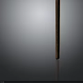 Traditional Metal Spear With Wooden Handle On Gray Gradient Background