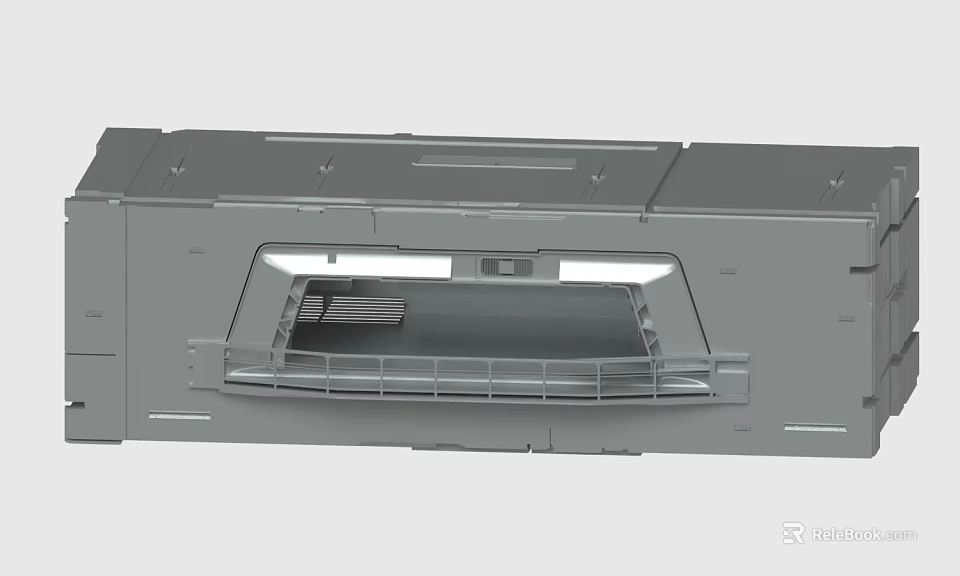 Gray Printer Paper Tray Mechanical Structure With Output Component Design 3d model 