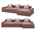 Modern Brown Sectional Sofa With Soft Pillows And Comfortable Design 3d model