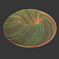 Stylish Metallic Spiral Bowl With Striped Pattern And Reflective Surface Against Dark Background