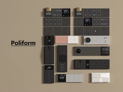 Poliform Switch Panels With Various Designs Digital Display and Neutral Colors 3d model