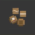 Brown Shipping Cartons Stacked with Open Box and Sturdy Tape Seals