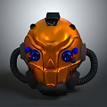 Firefighting Equipment Orange Protective Mask With Blue Components And Black Hoses