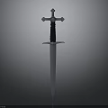 Medieval Sword With Crossguard Black Hilt And Sharp Metal Blade