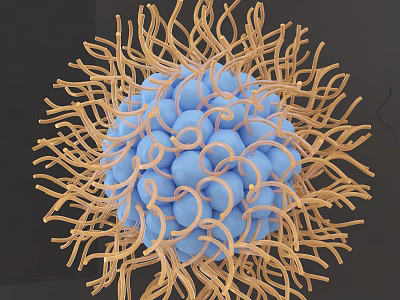 Decorative Blue Sphere Ornament With Brown Filament Details For Home Decor 3d model