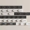 Modern Electrical Socket Panels With Black And White Designs And Multiple Outlets 3d model