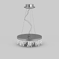 Modern Chandelier With Circular Base Curved Metal Wires And White Decorative Pendants