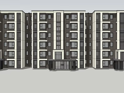 Modern Multi Story Apartment Building Exterior With Regular Window Layout And Facade Design 3d model